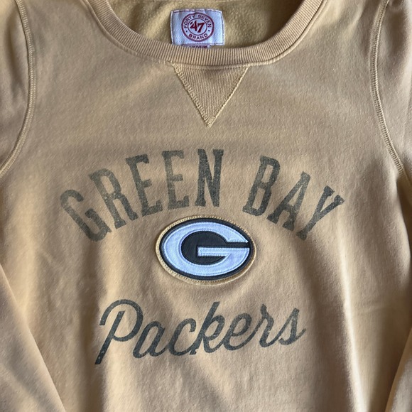 47 Brand Green Bay Packers Crewneck Sweatshirt Women's Medium Yellow NFL - Picture 2 of 4